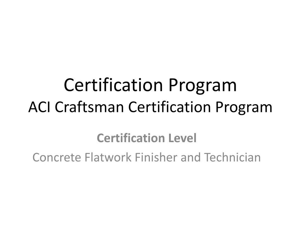 certification program aci craftsman certification