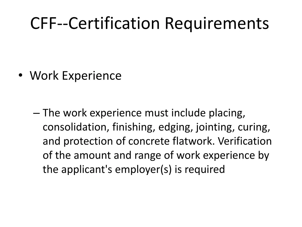 cff certification requirements 1