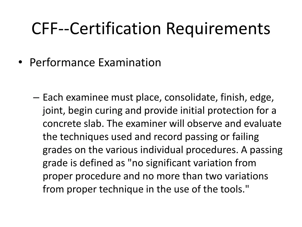 cff certification requirements 2