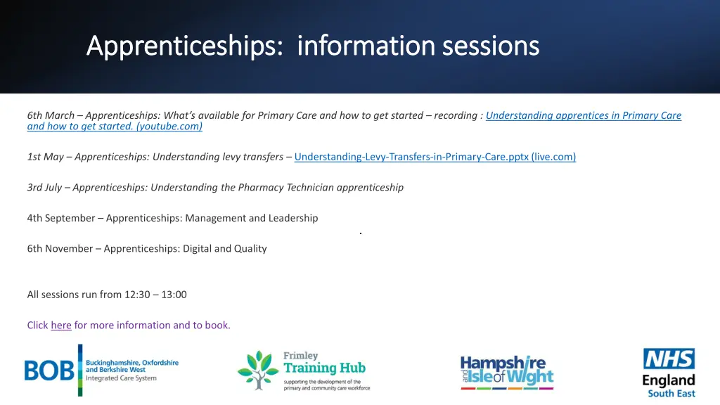 apprenticeships information sessions