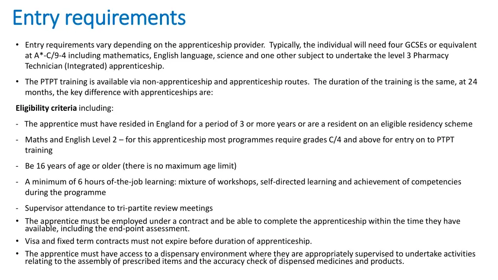 entry requirements entry requirements