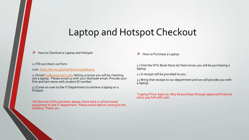 laptop and hotspot checkout