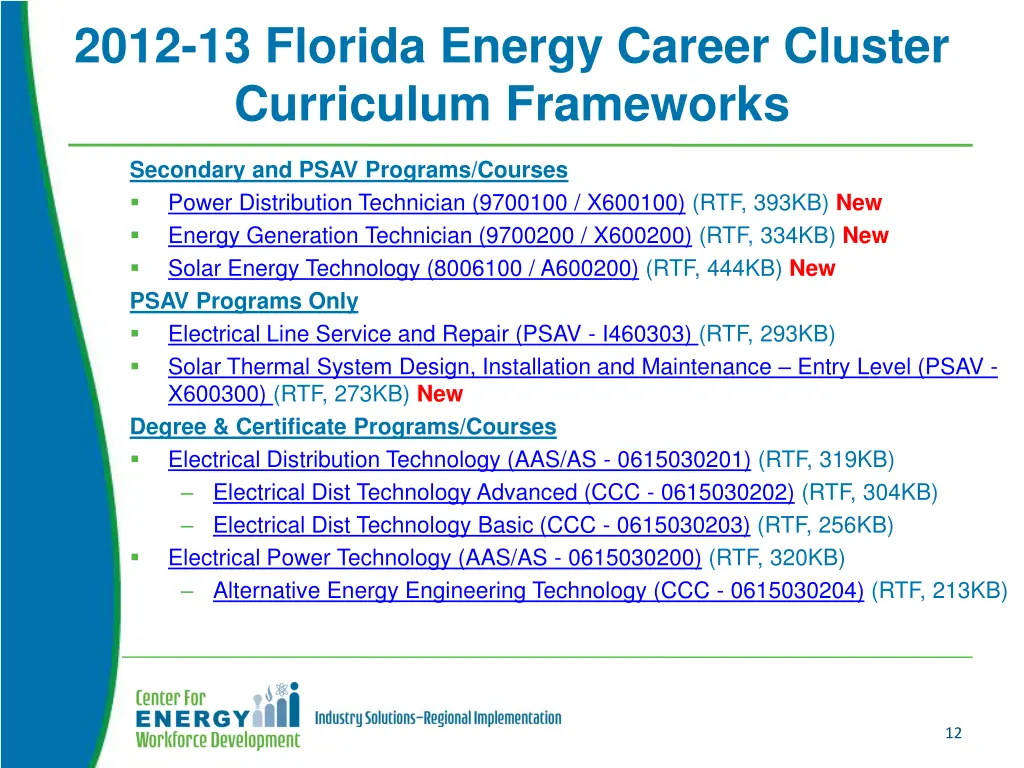 2012 13 florida energy career cluster curriculum