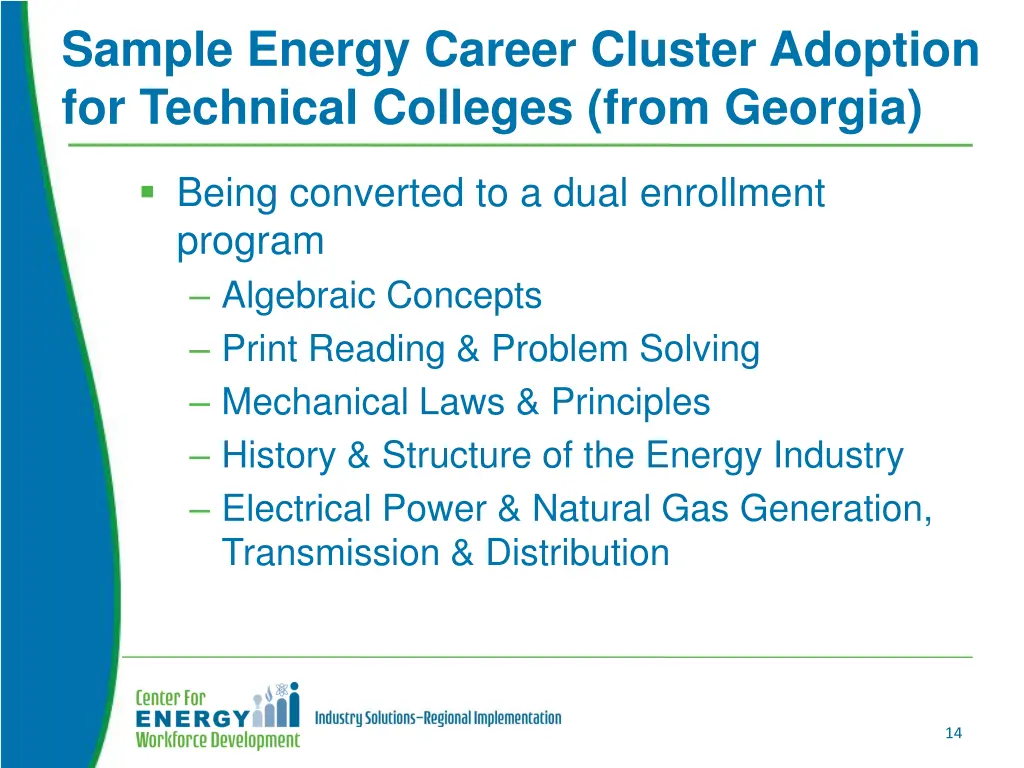 sample energy career cluster adoption