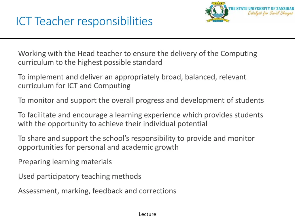 ict teacher responsibilities