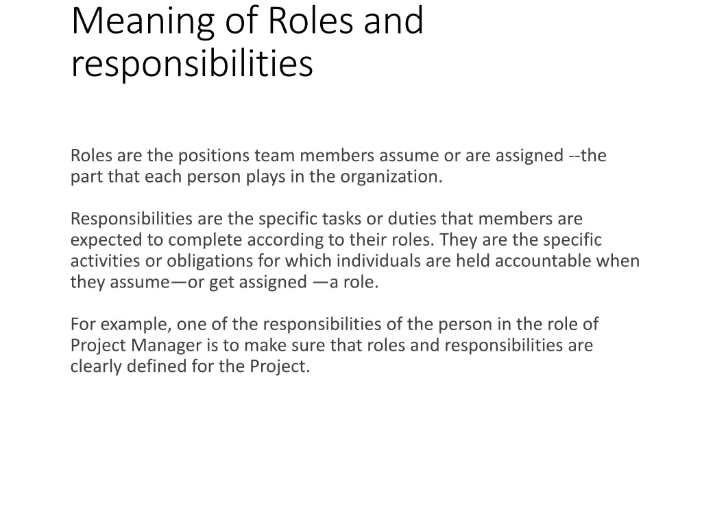 meaning of roles and responsibilities