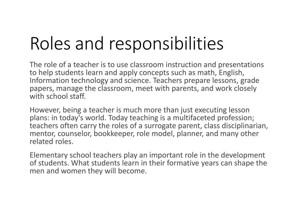 roles and responsibilities