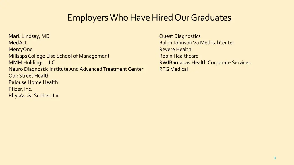 employers who have hired our graduates 1