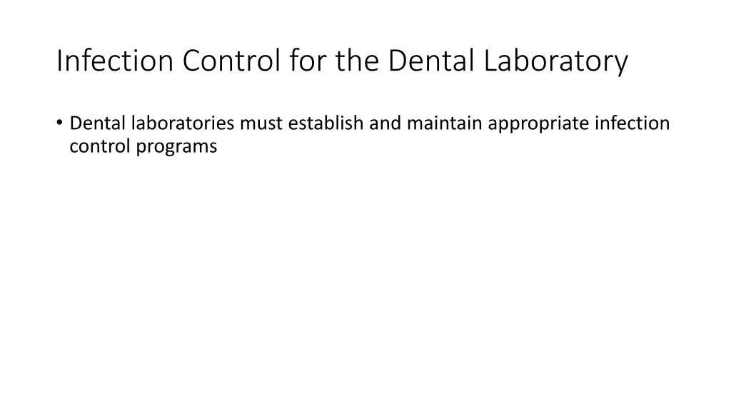 infection control for the dental laboratory