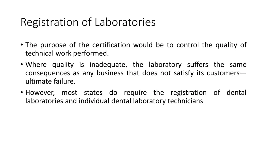 registration of laboratories