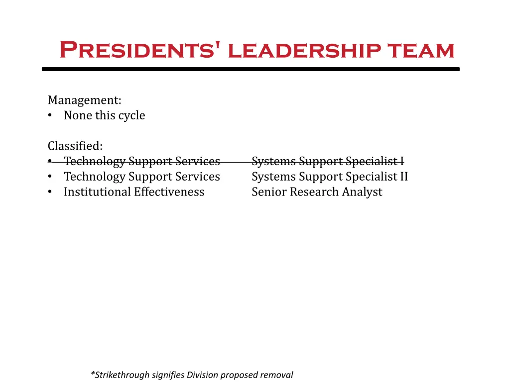 presidents leadership team