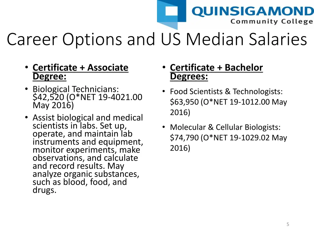 career options and us median salaries