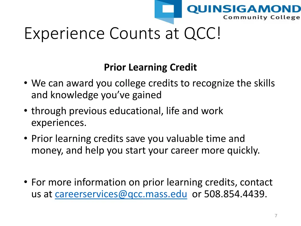 experience counts at qcc