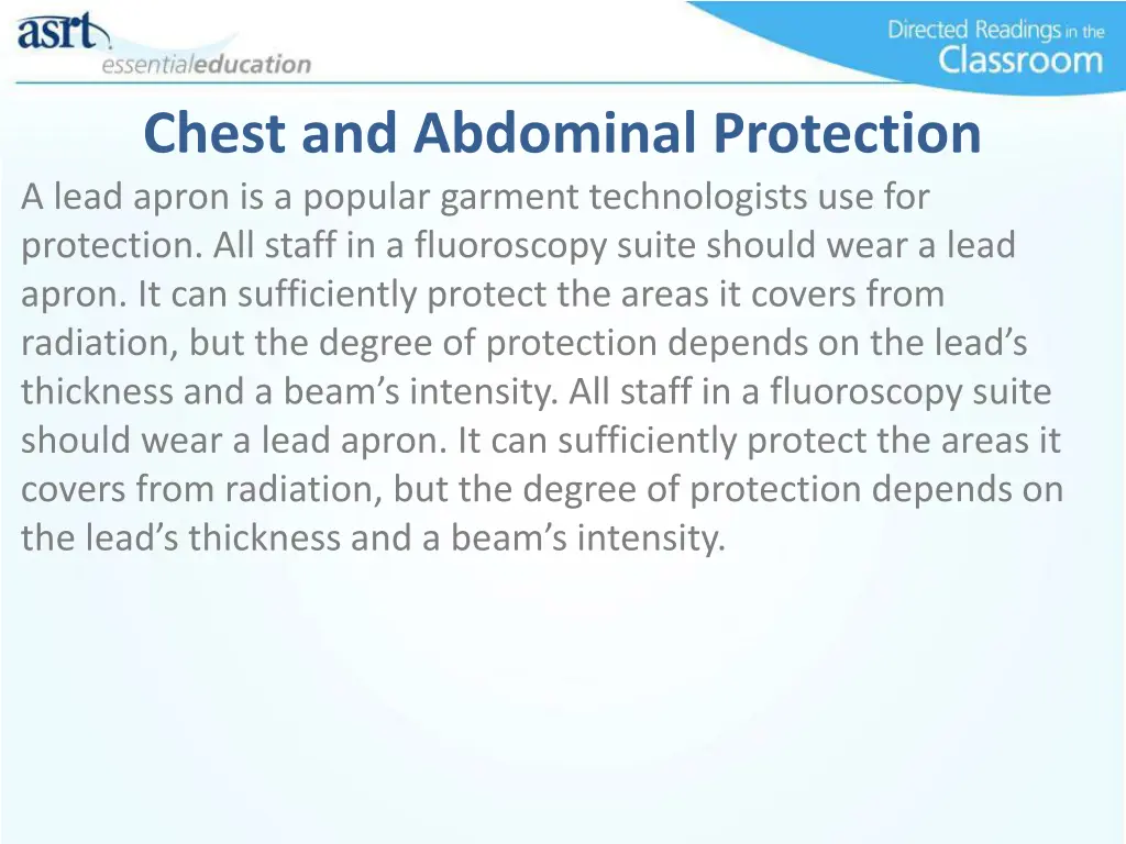 chest and abdominal protection a lead apron