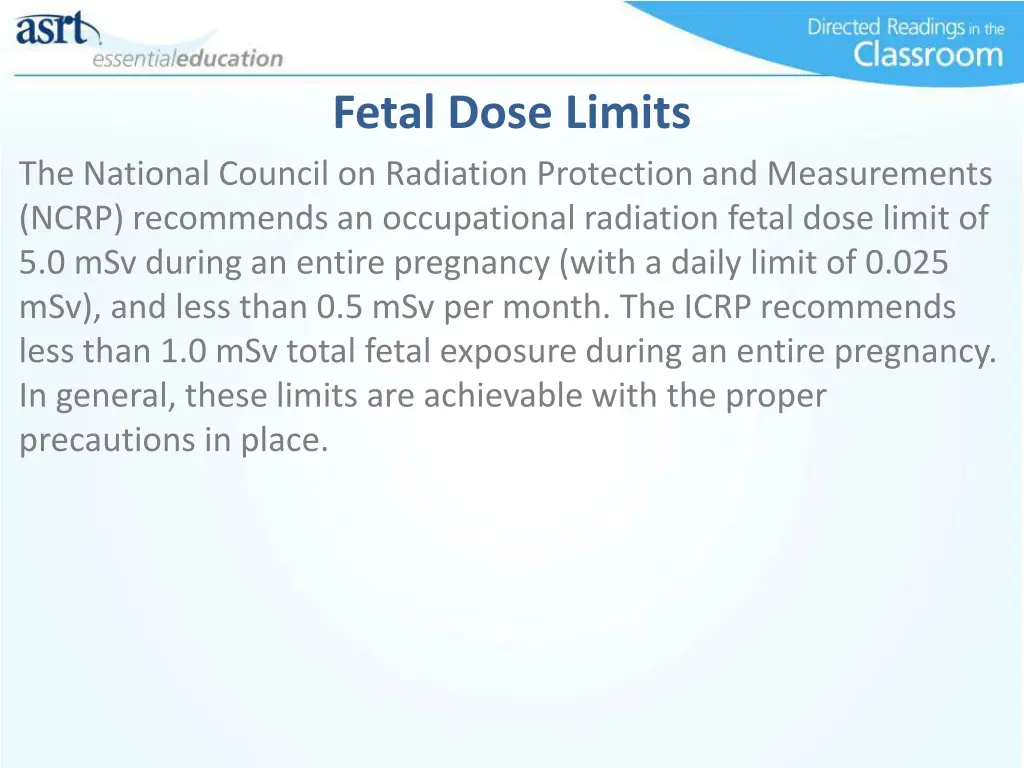 fetal dose limits