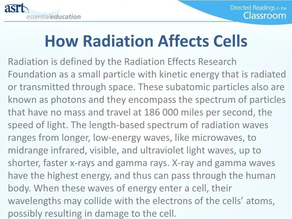 how radiation affects cells