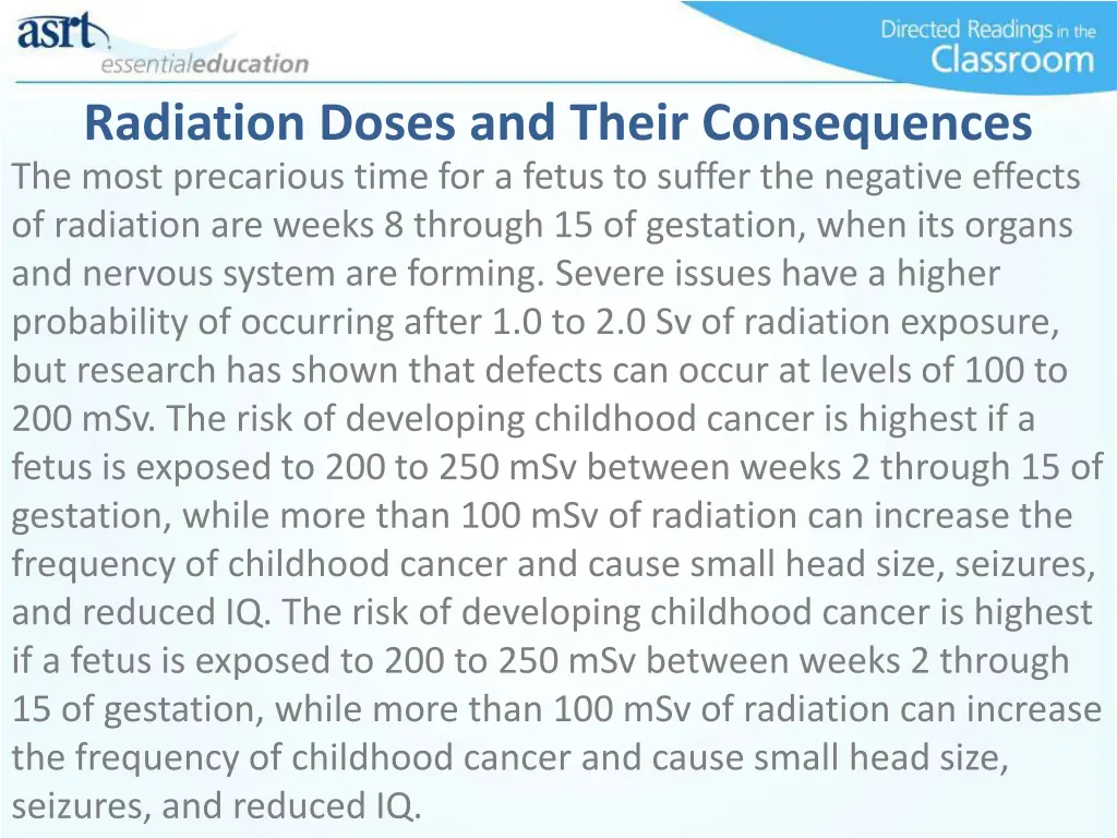 radiation doses and their consequences the most