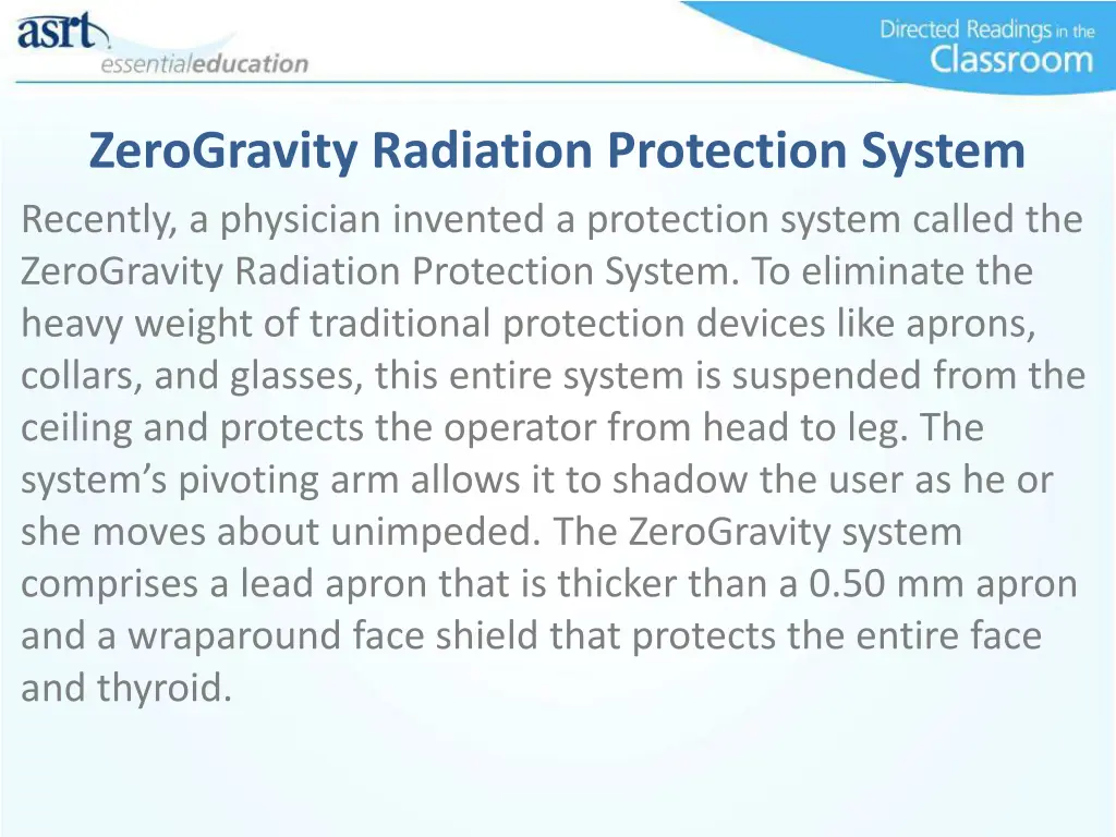 zerogravity radiation protection system recently