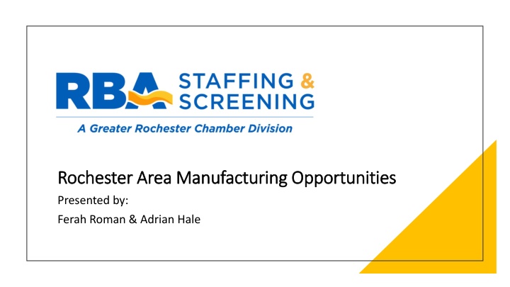 rochester area manufacturing opportunities