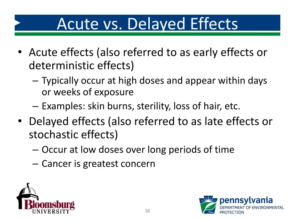 acute vs delayed effects