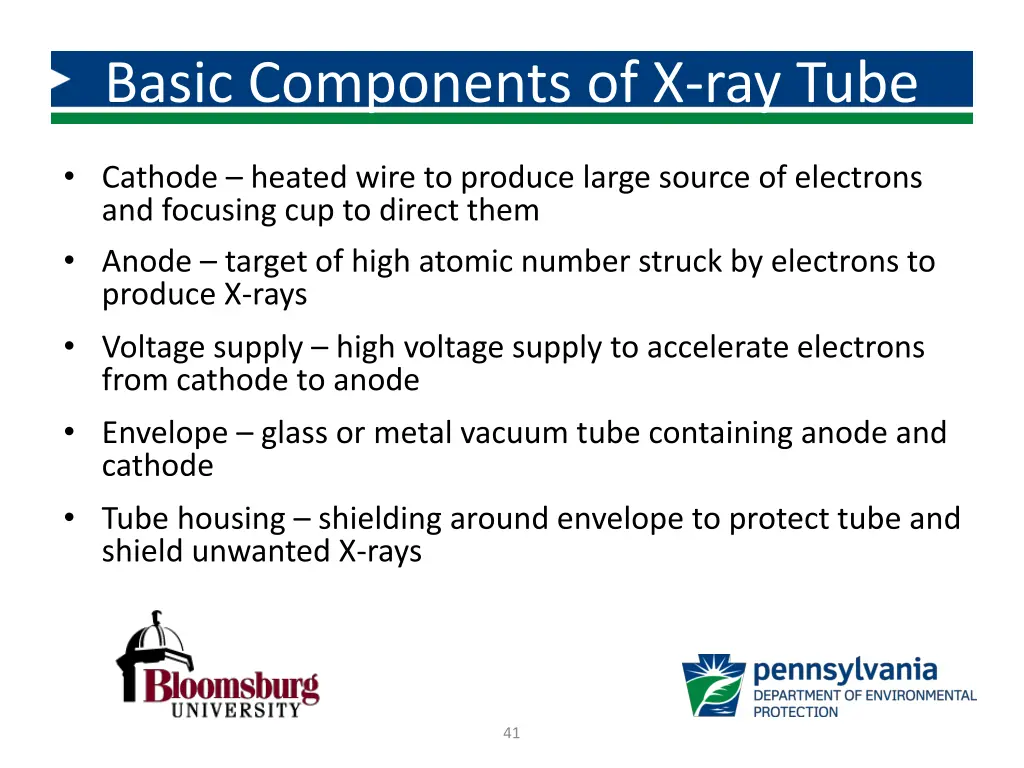 basic components of x ray tube