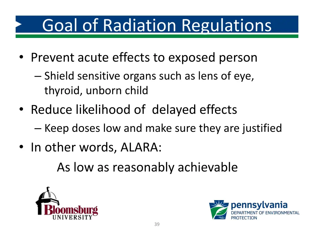 goal of radiation regulations