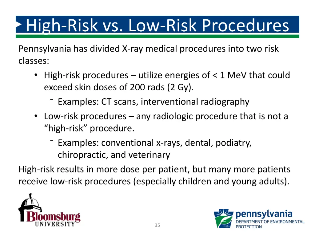 high risk vs low risk procedures