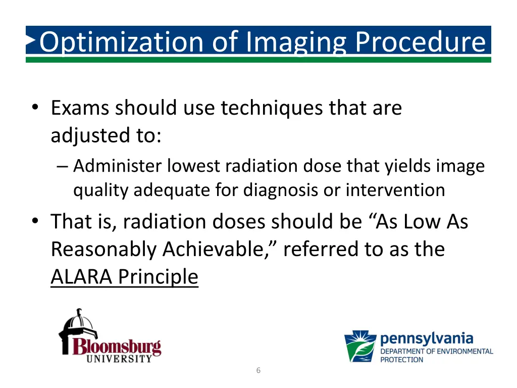 optimization of imaging procedure