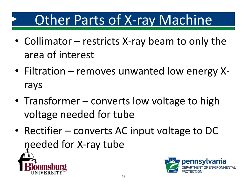 other parts of x ray machine