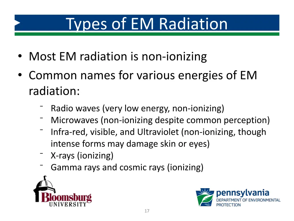 types of em radiation