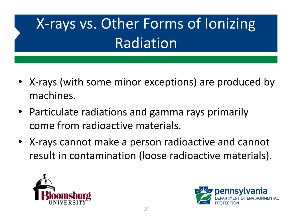 x rays vs other forms of ionizing radiation