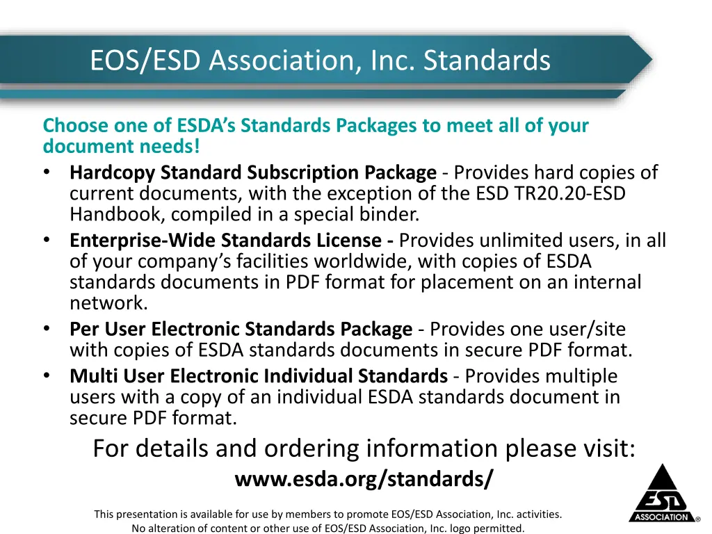 eos esd association inc standards