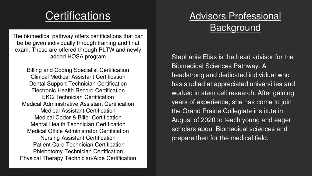 certifications