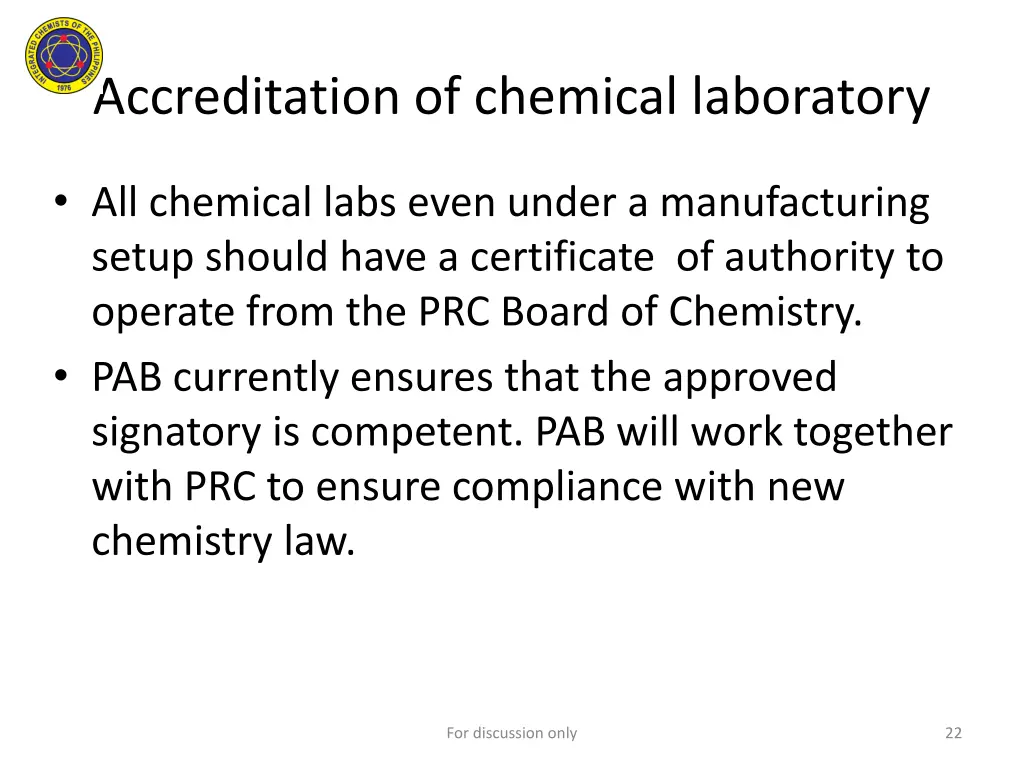 accreditation of chemical laboratory