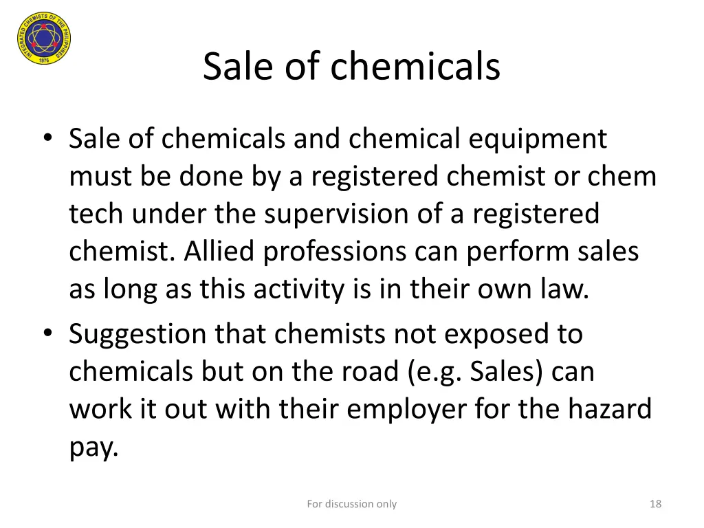 sale of chemicals