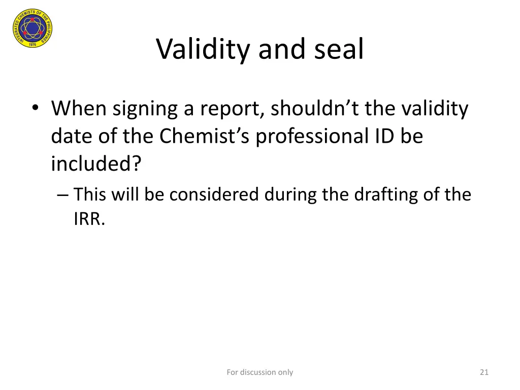 validity and seal