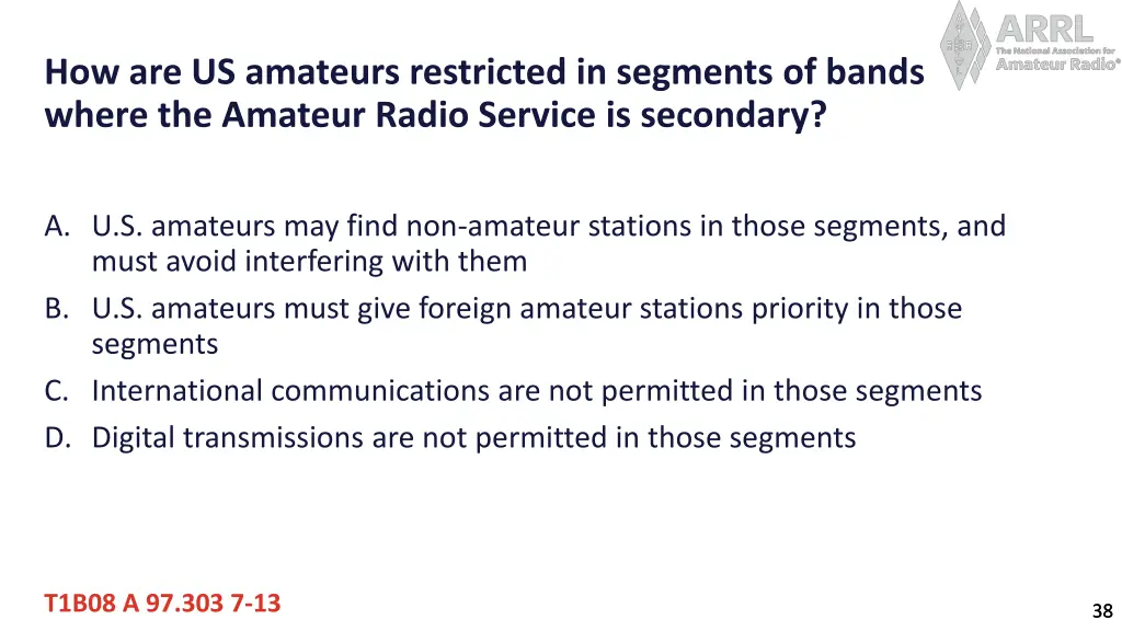 how are us amateurs restricted in segments