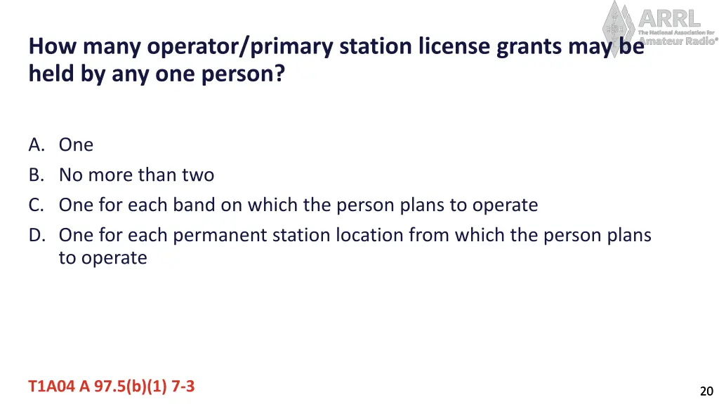 how many operator primary station license grants