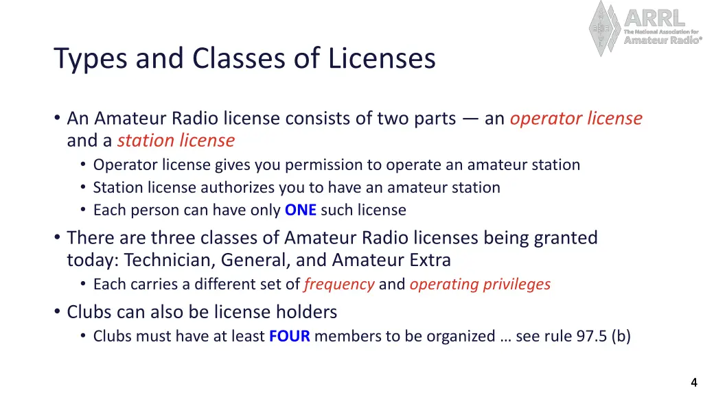 types and classes of licenses