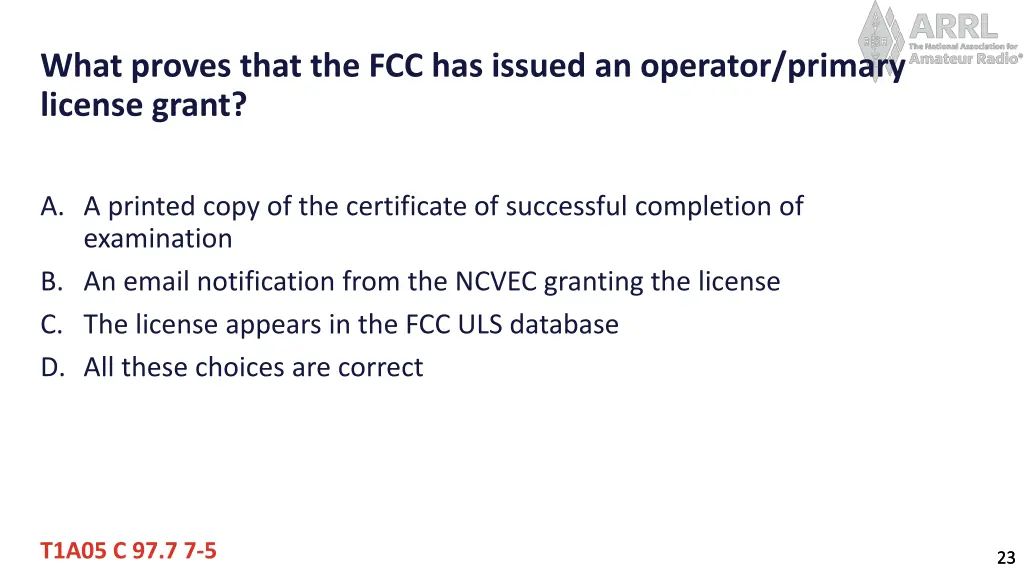 what proves that the fcc has issued an operator