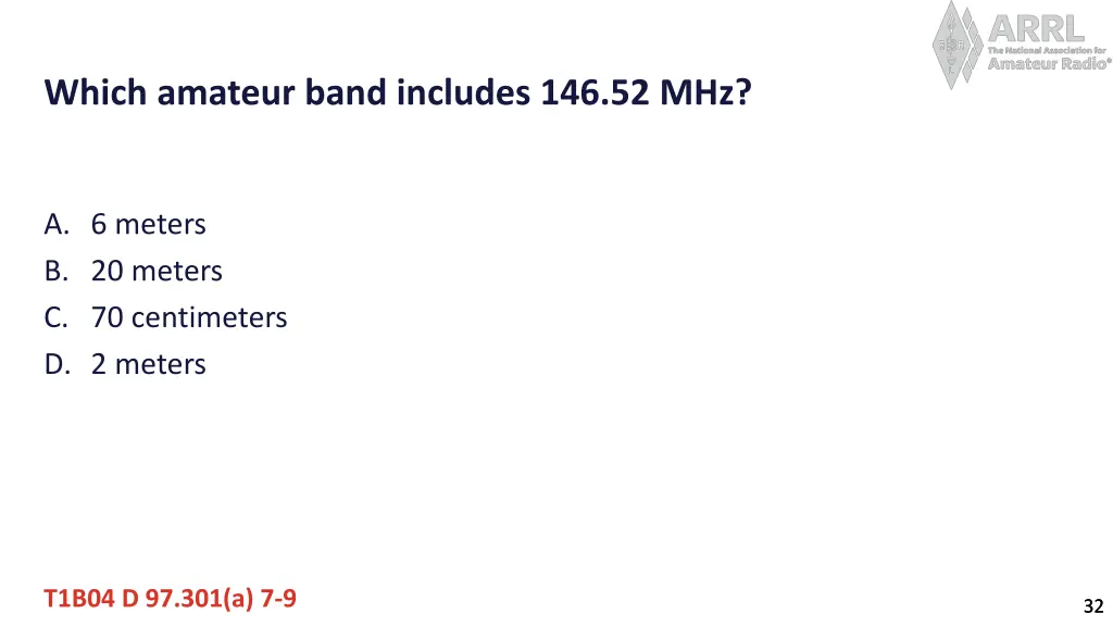 which amateur band includes 146 52 mhz