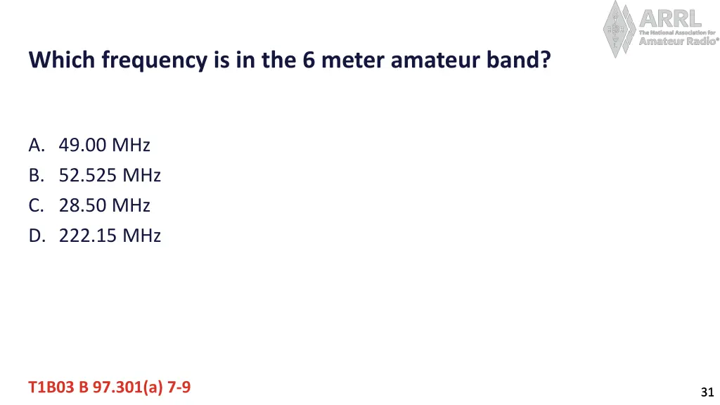 which frequency is in the 6 meter amateur band