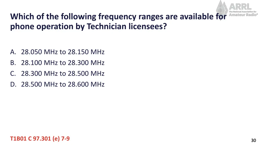 which of the following frequency ranges