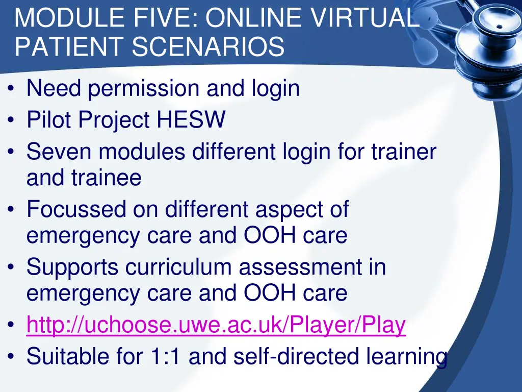 module five online virtual patient scenarios