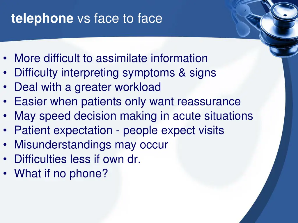 telephone vs face to face 1