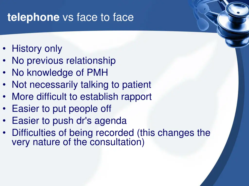 telephone vs face to face