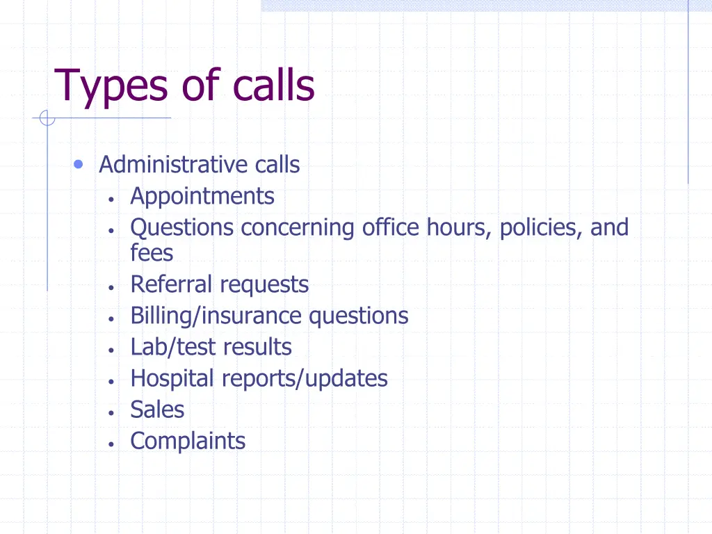 types of calls