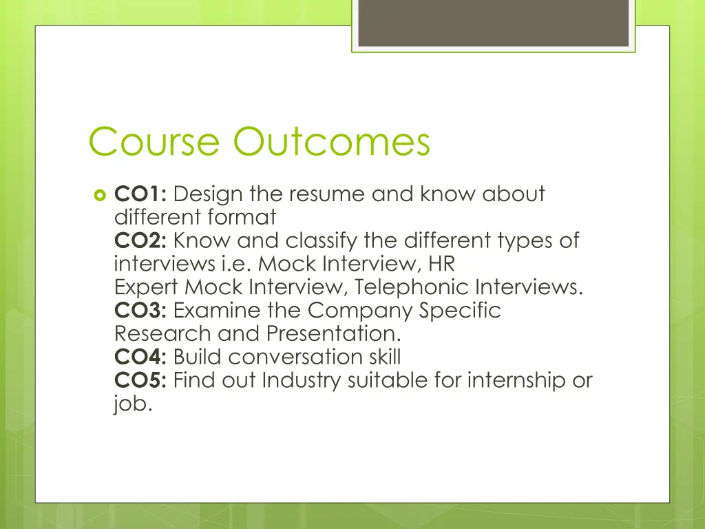 course outcomes