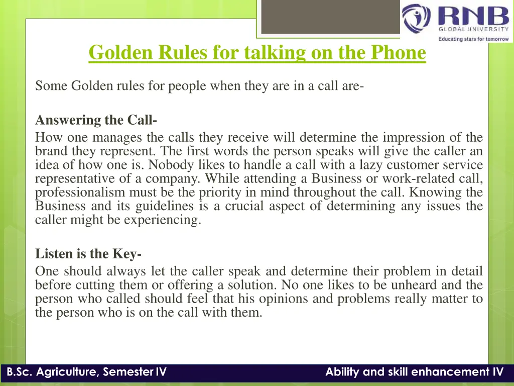 golden rules for talking on the phone