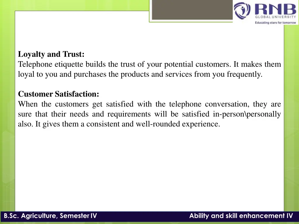 loyalty and trust telephone etiquette builds